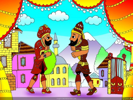 Karagöz ve Hacivat sohbet ediyorlar.
